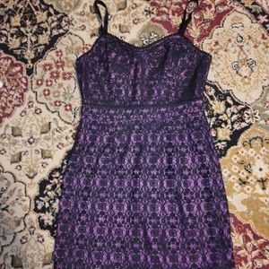Forever 21 black lace purple spagetti strap dress